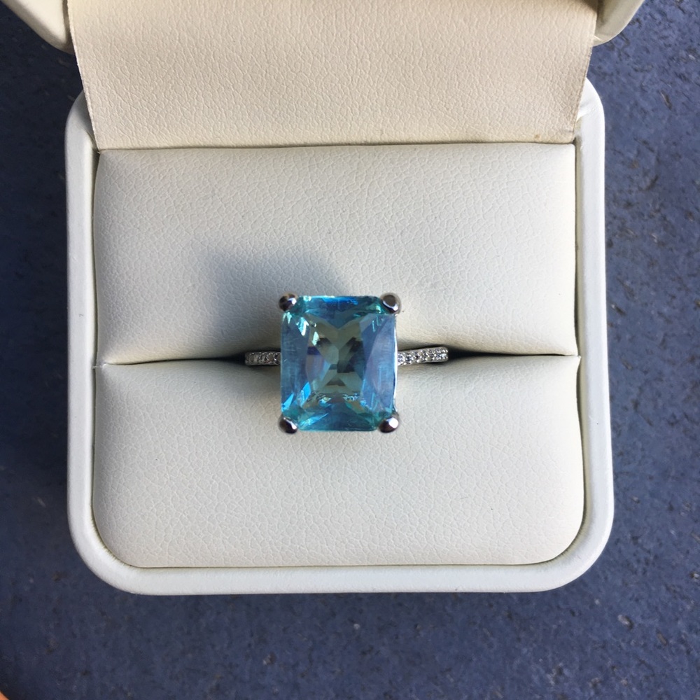 Aquamarine Silver Cocktail Ring 9